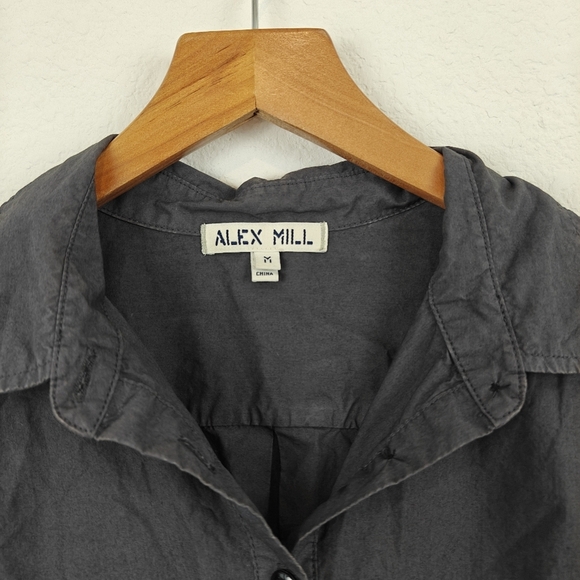 Alex Mill Keeper Oversized Popover Button Long Sleeve Shirt In Charcoal Size M - Picture 5 of 10